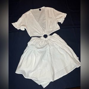 White ROMPER-not a skirt side cot outs
